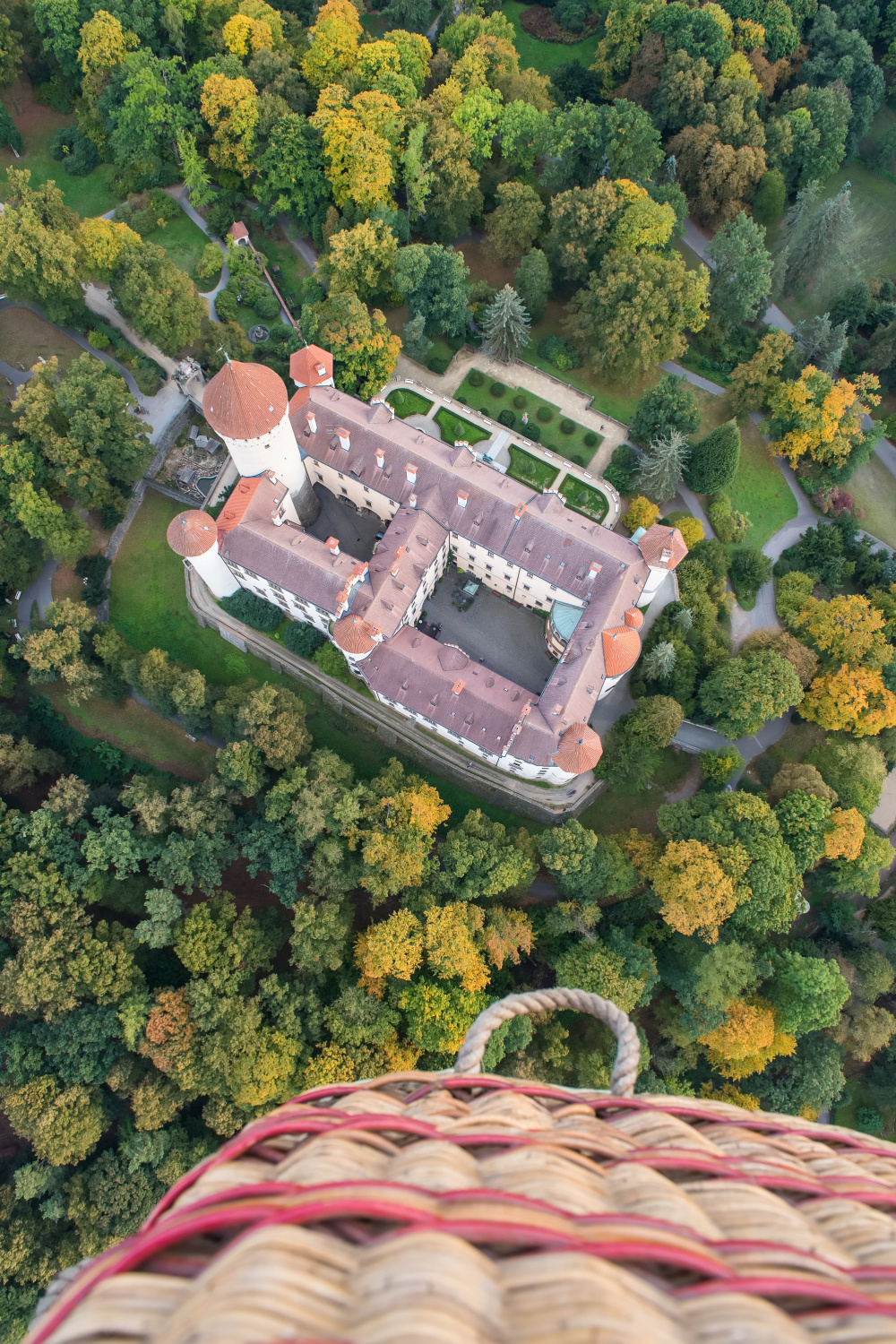 The Castle Konopiste from air balloon 