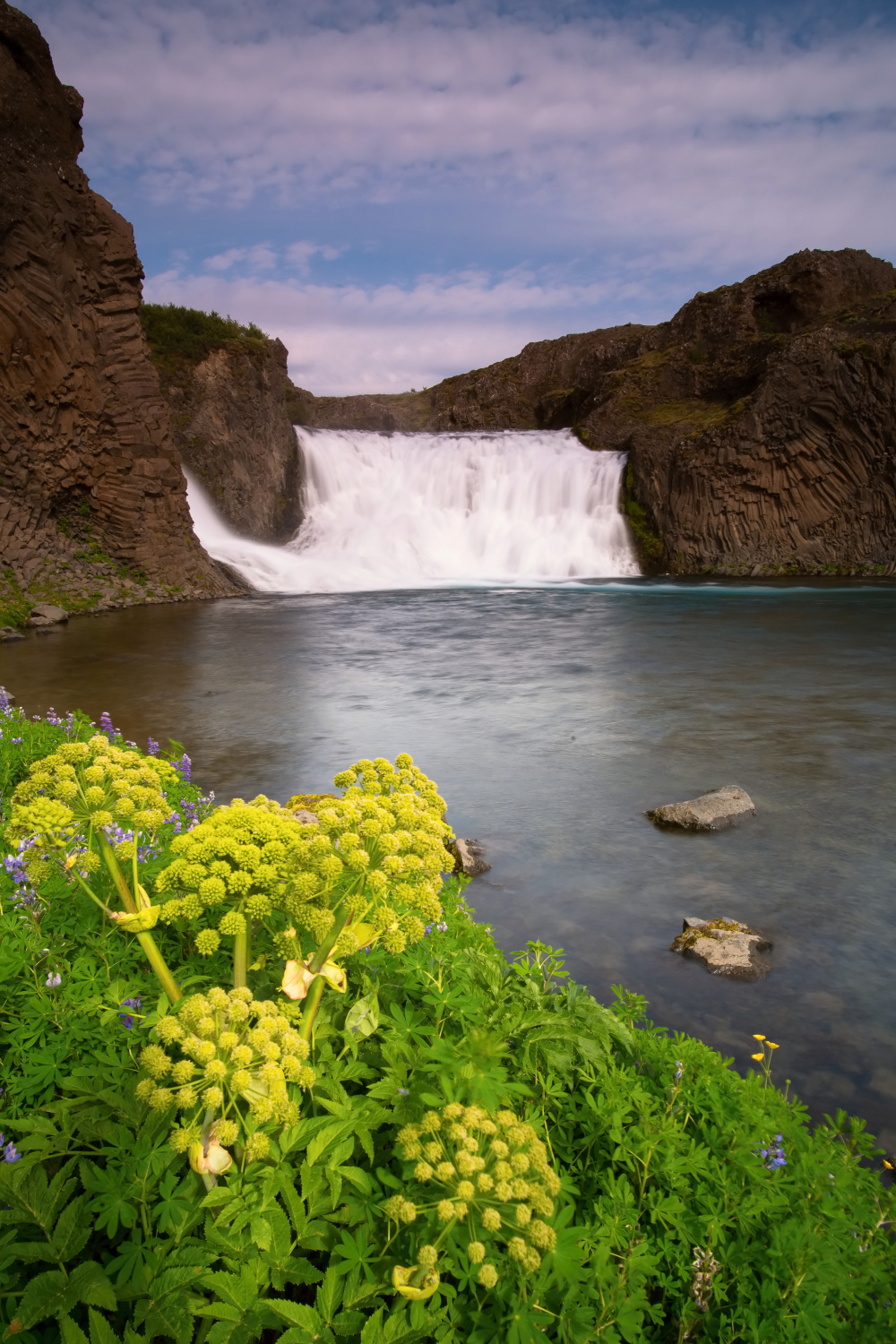 The Hjalparfoss Waterfall (Iceland)