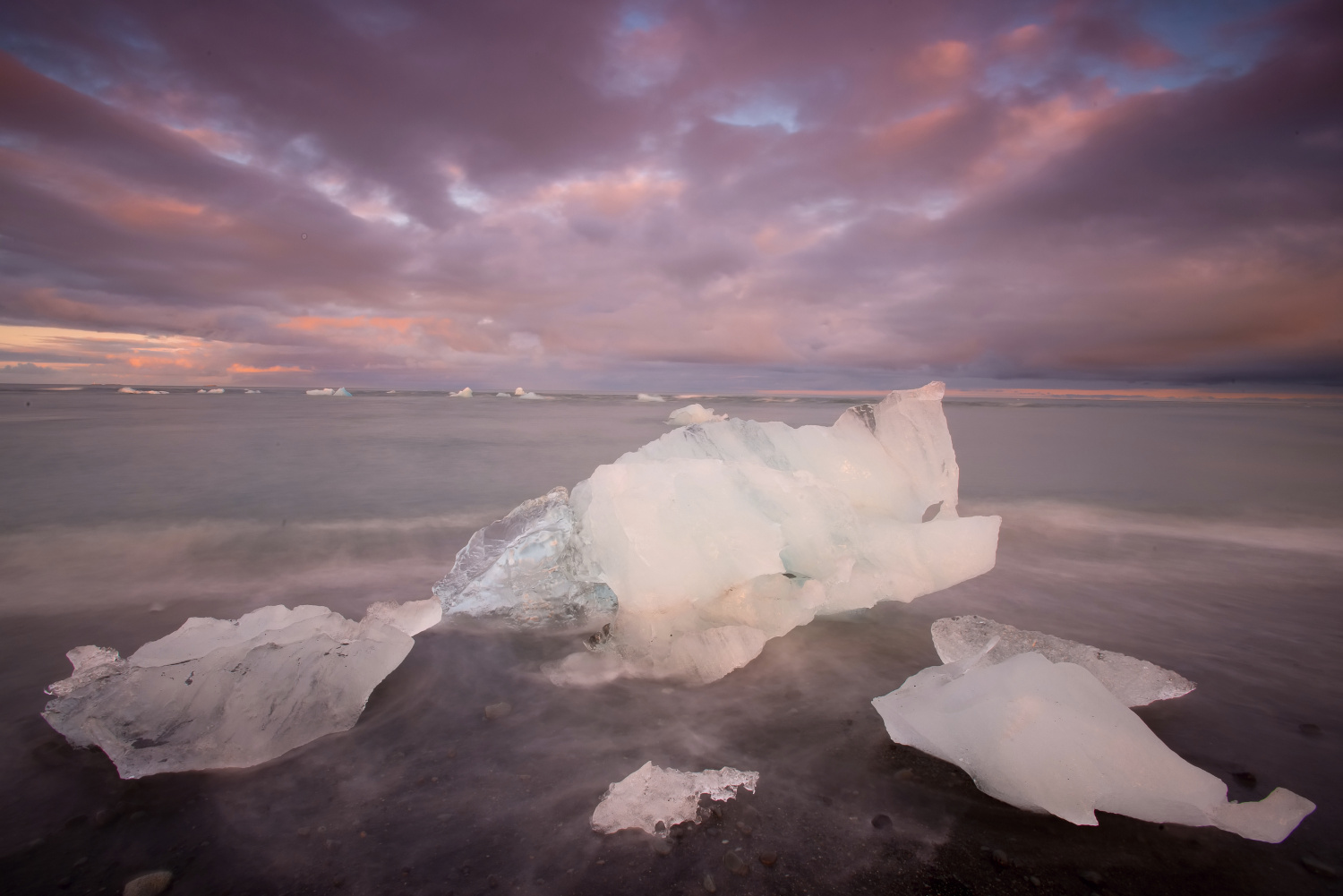 Near the Jökulsárlón lake is amazing black beach (Iceland)