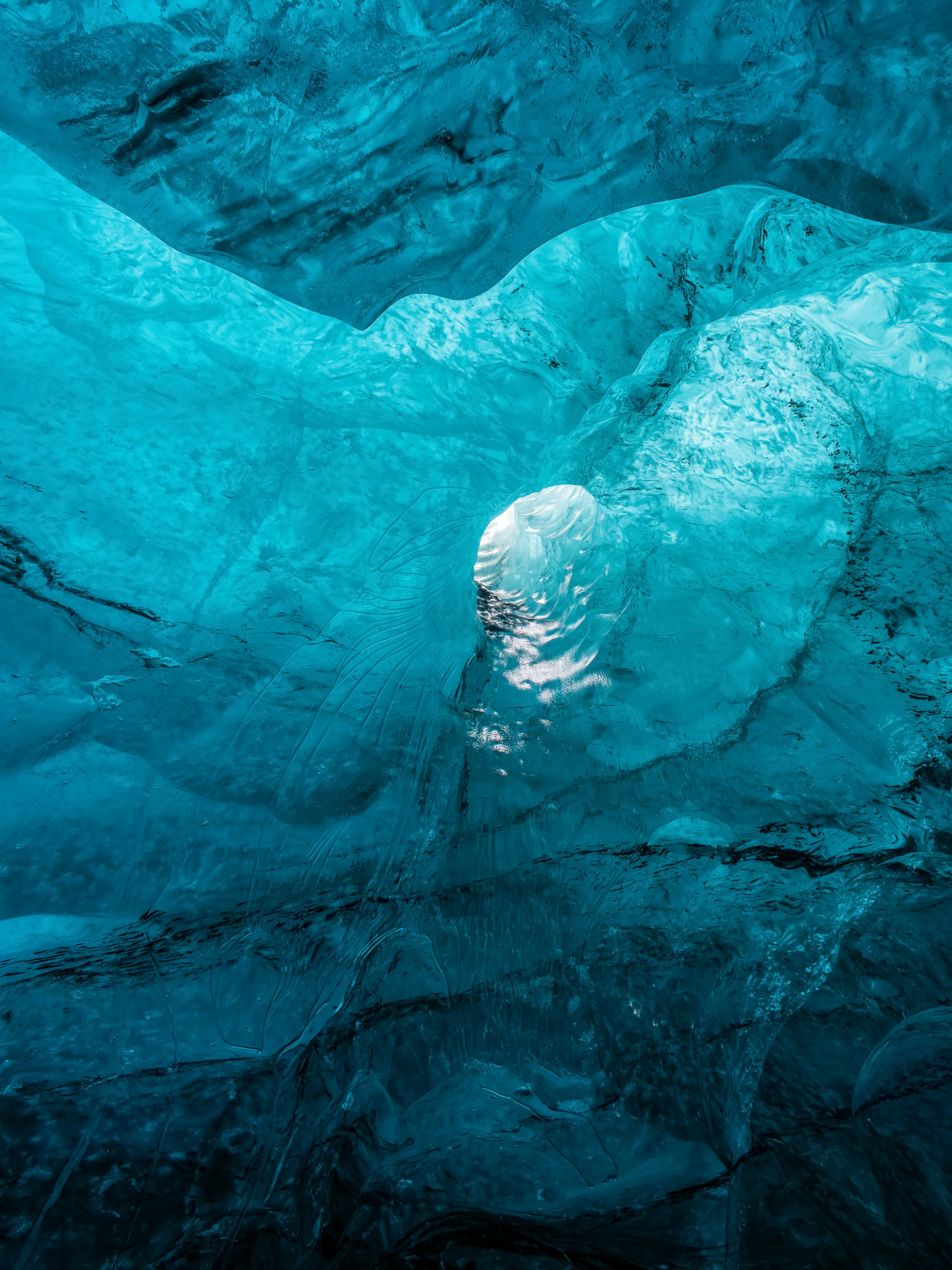 Ice Caves or Crystal Caves in Icelandic glaciers