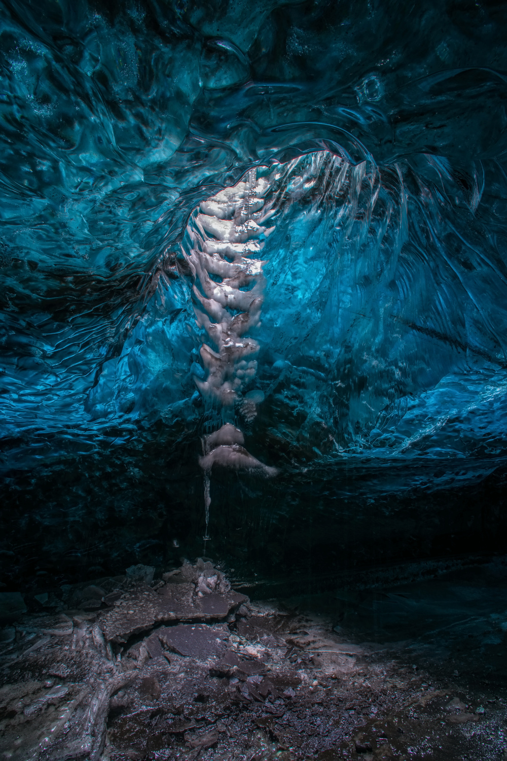 Ice Caves or Crystal Caves in Icelandic glaciers