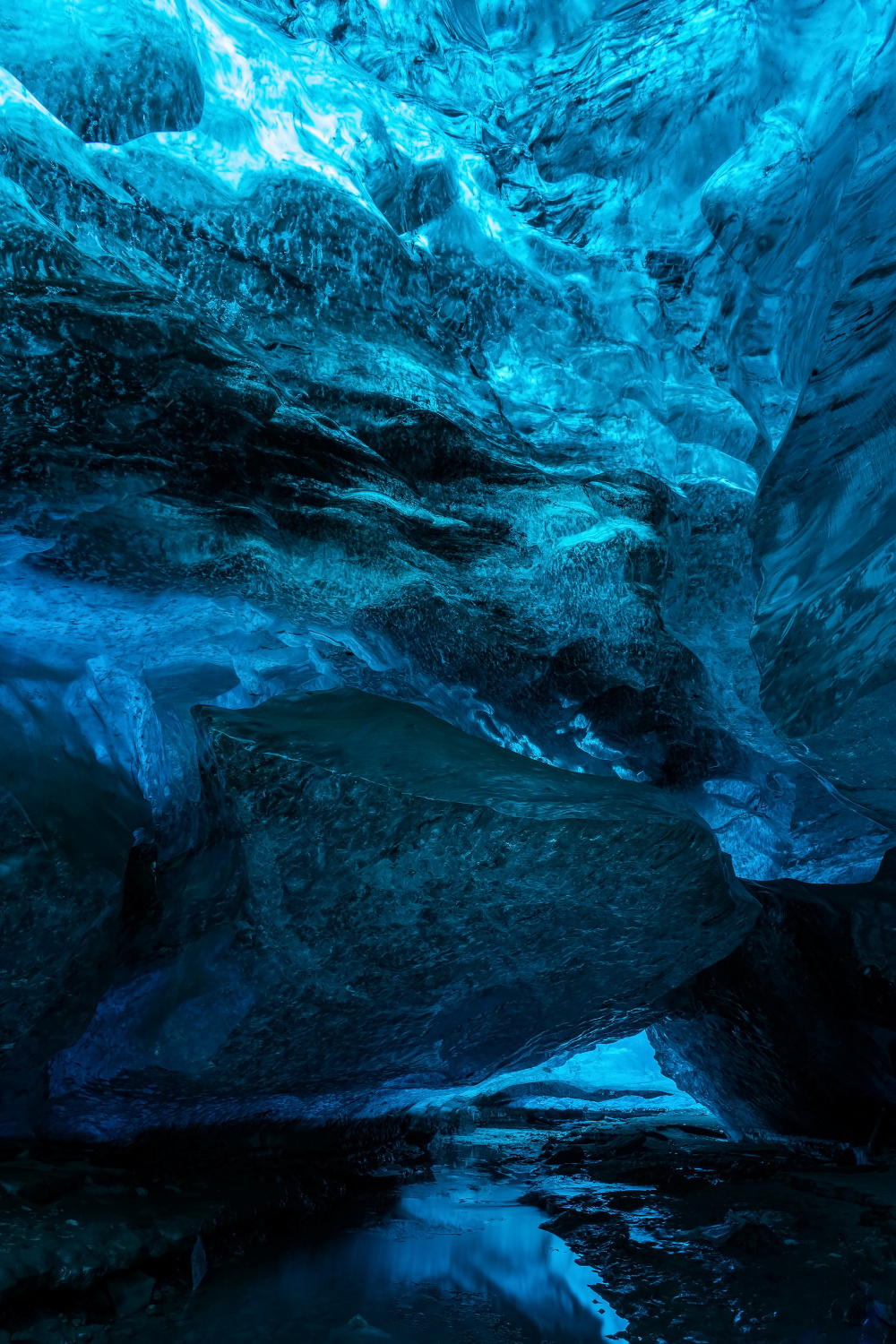 Ice Caves or Crystal Caves in Icelandic glaciers