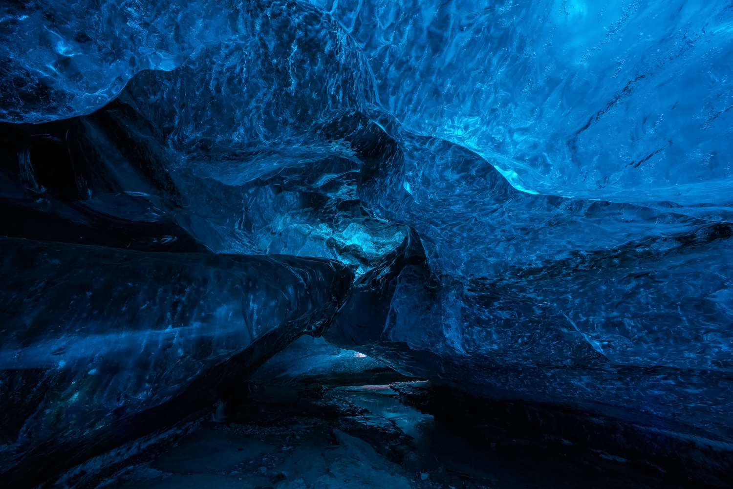 Ice Caves or Crystal Caves in Icelandic glaciers