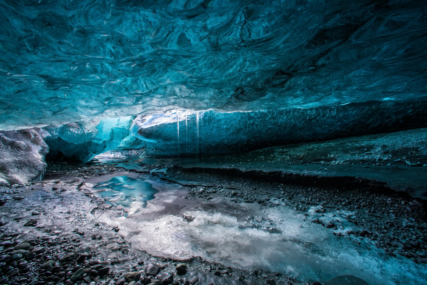 Ice Caves or Crystal Caves in Icelandic glaciers