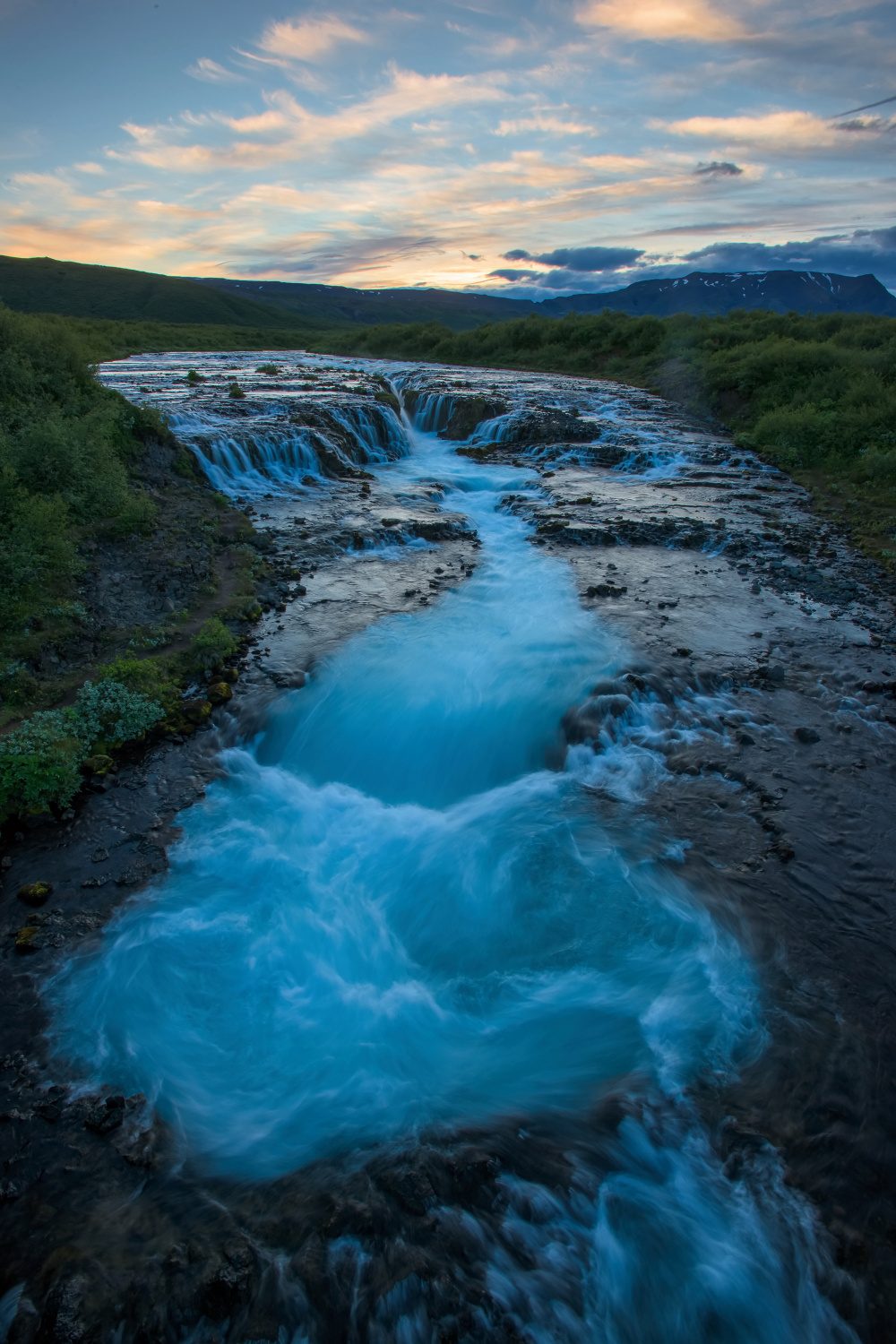 Braurfossar is amazing waterfall in Iceland