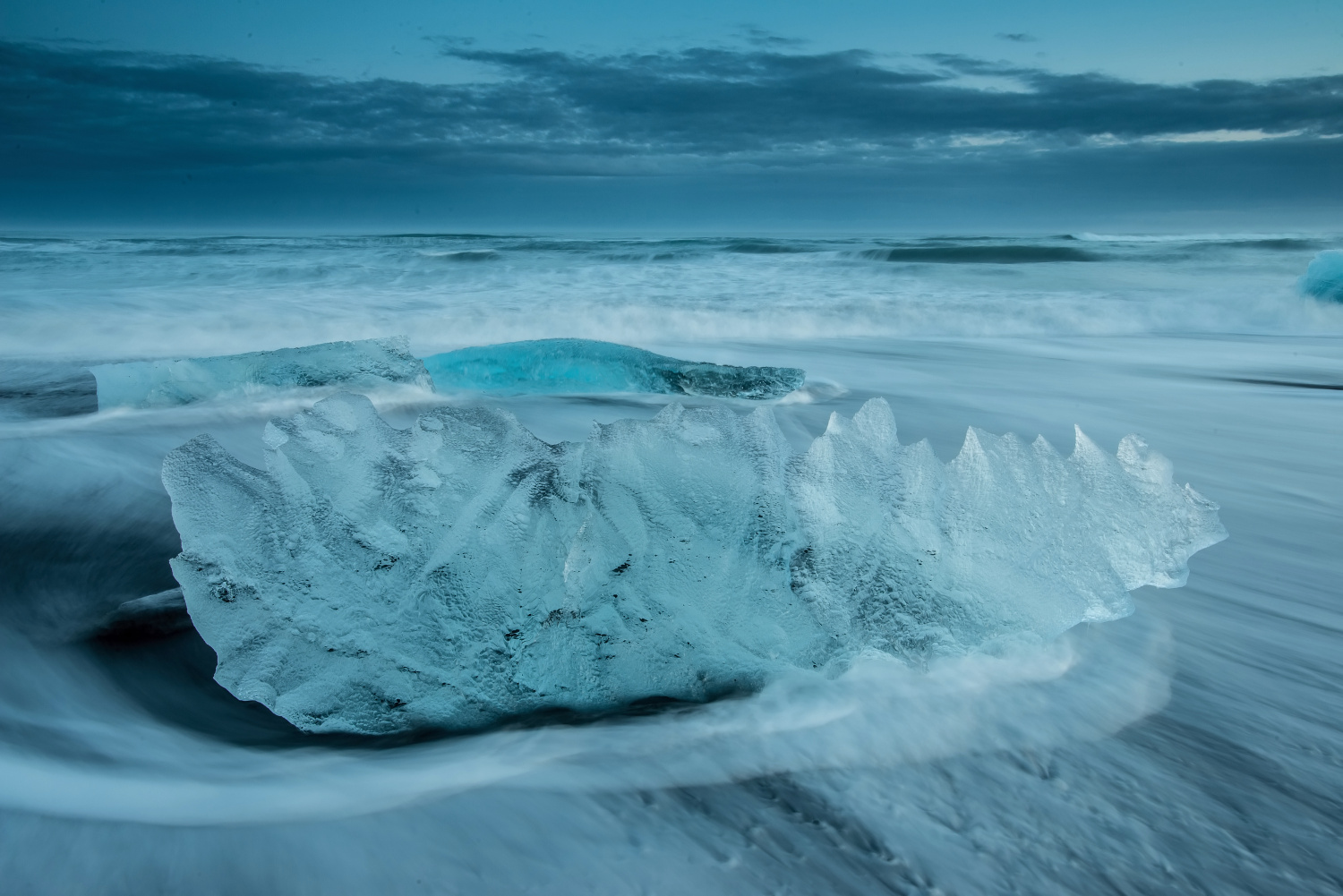 Near the Jökulsárlón lake is amazing black beach (Iceland)