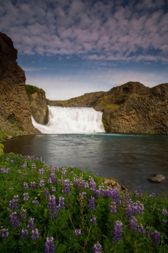 The Hjalparfoss Waterfall (Iceland)