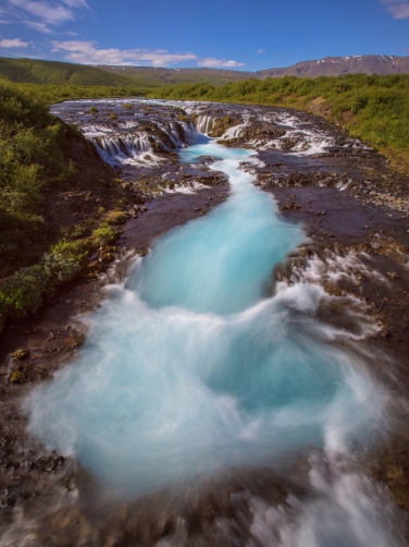 Braurfossar is amazing waterfall in Iceland