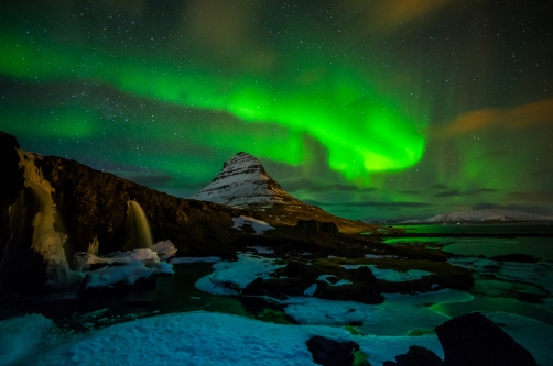 The northern lights at Kirkjufell