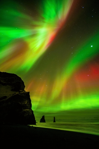 Vik beach (Iceland) The northern lights