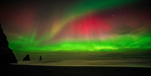 Vik beach (Iceland) The northern lights