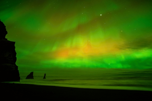 Vik beach (Iceland) The northern lights